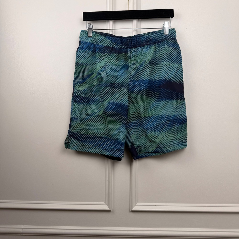 Speedo Mens Swim Trunks Blue Green Abstract Geometric Board Shorts Small 7778205